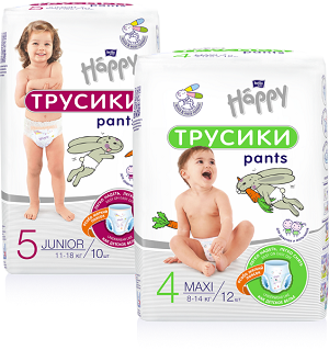 Тест-драйв детских подгузников-трусиков Happy Maxi 4 и Happy Junior 5