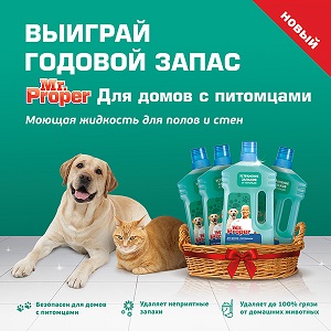 Выиграйте годовой запас Mr Proper для домов с питомцами